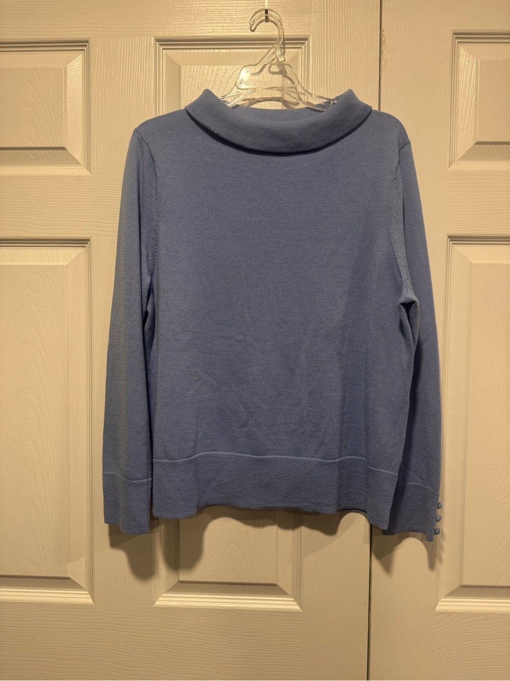 Talbots Light Blue Funnel-Neck Merino Wool Sweater